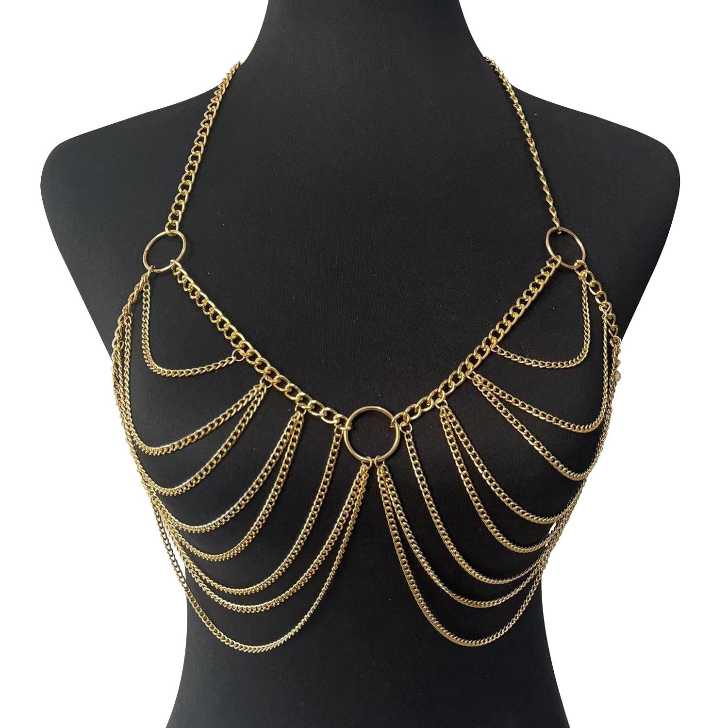 Hot Selling Beach Hot Girl Chest Chain Accessories Sexy Hot Bikini Bondage Body Chain золотой