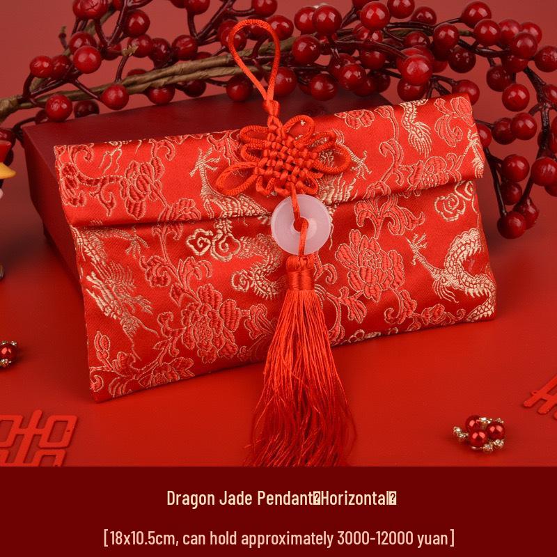 

Большой красный свадебный конверт «Двойное счастье»: Высококачественная вышитая ткань для чайной церемонии и особых случаев