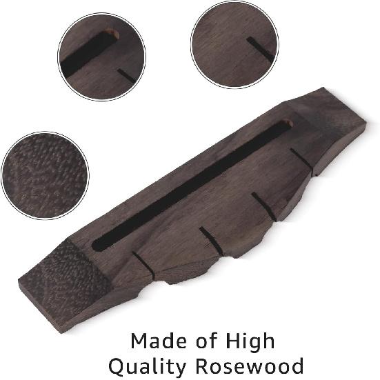Swhmc Ukulele Piezo Bridge Pickup with Rosewood Saddle and Nut, 4 String Guitar Bridge Replacement Set for Acoustic Electric Installation