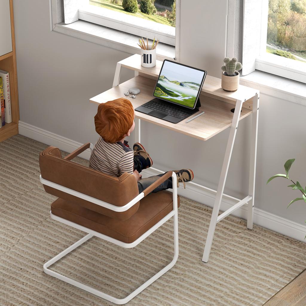 Schreibtisch Computertisch Home Office PC Laptop Workstation Ablagefach 84L x 45B cm Weiß und Eiche
