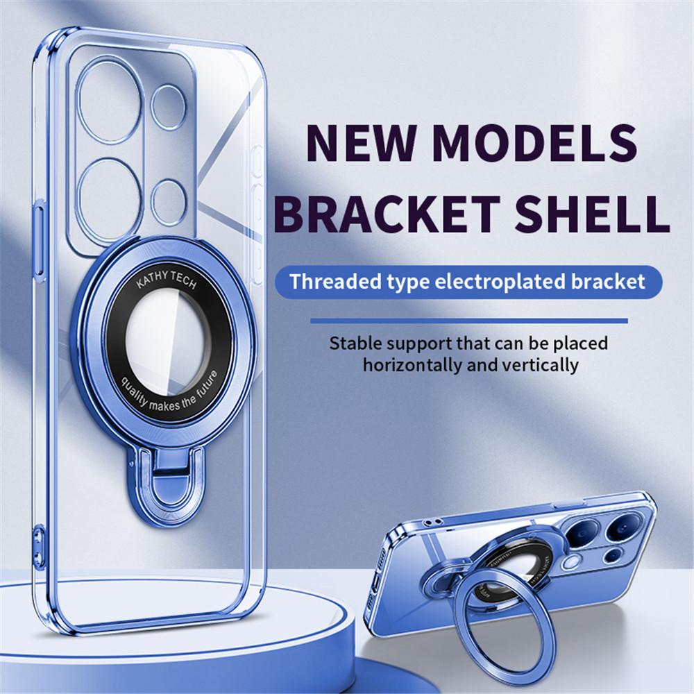 Luxury Transparent Plating Magnetic Bracket Case For Xiaomi Poco X6 Pro X3 NFC X5 F6 M6 Pro C65 C75 F3 F4 Silicone Stand Cover