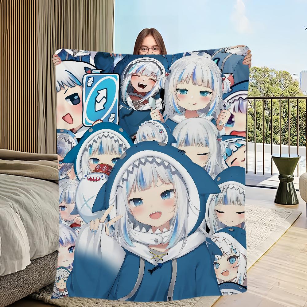Kawaii Anime Girl Music Art G-gawr G-gura Blanket Flannel Warm Comfort Soft Plush Blanket Sofa Living Room Bedroom Travel Gift