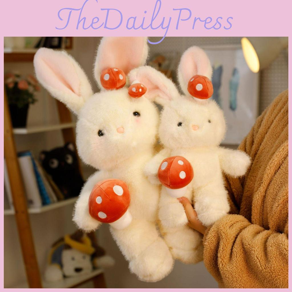 Mushroom Plush Bunny Rabbit Doll White Stuffed Animal Birthday Gift Decoration