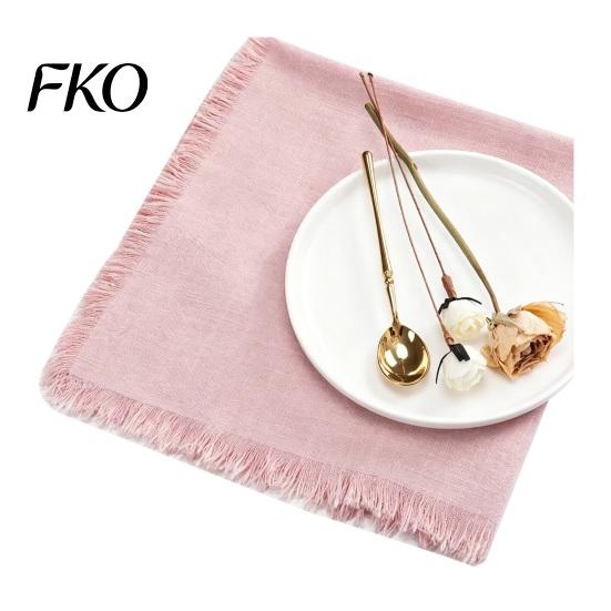 Natural Feel Napkins Boho Linen Napkin, 18 Inch Washable Fringed Fabric Rustic Farmhouse Style Napkin for Dining Table Home Wedding Bridal Shower Soft
