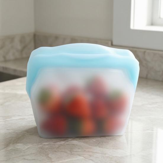 4PCS Fresh-Keeping Silicone Storage Bag Leak-Proof Reusable Containers Odor-Proof Thick Tear-Resistant Stand-Up Food Bags for Soup Sauce Leftovers