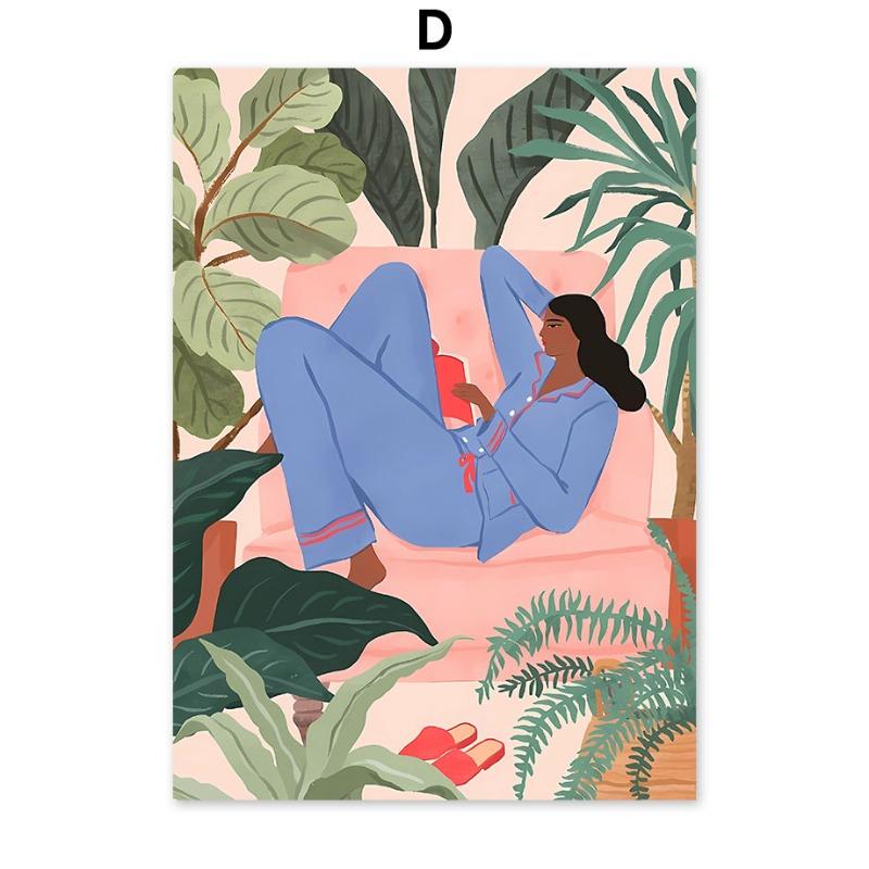 Feldmädchen Leopard Zitrone Blumen Abstrakt Landschaft Poster und Drucke Wandkunst Leinwand Malerei Bilder Für Wohnzimmer Dekor