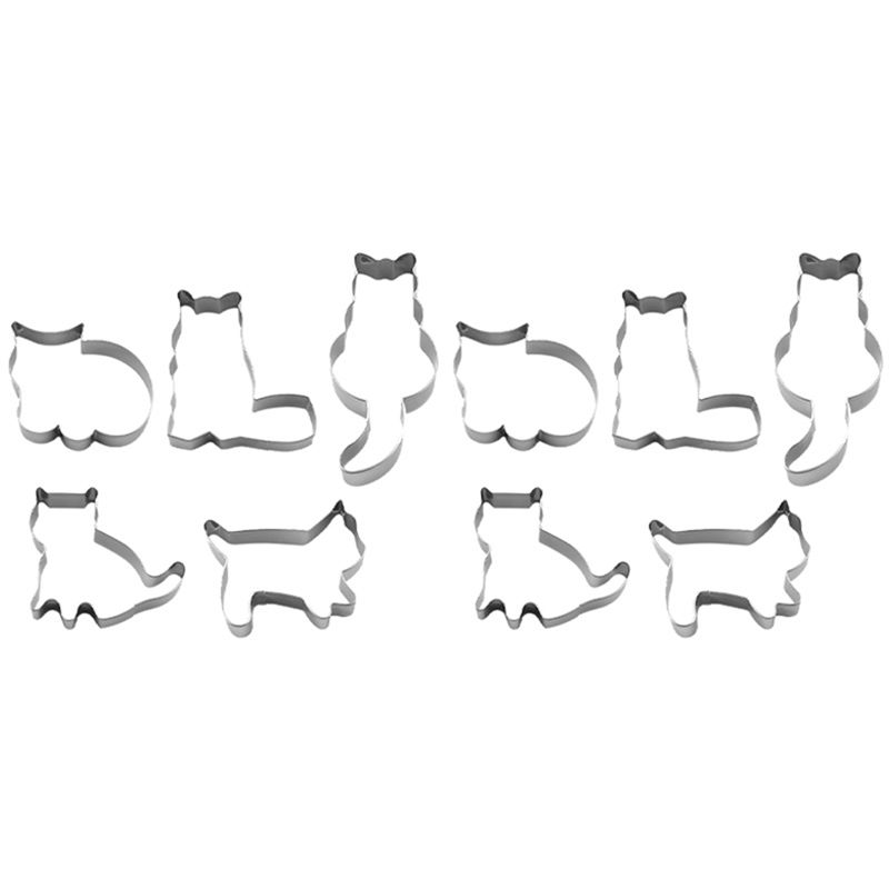 AEE2-Cat Shaped Aluminium Baking Cake Mould Cookie Cutter Mold Sugarcraft Baking Accessories серебряный