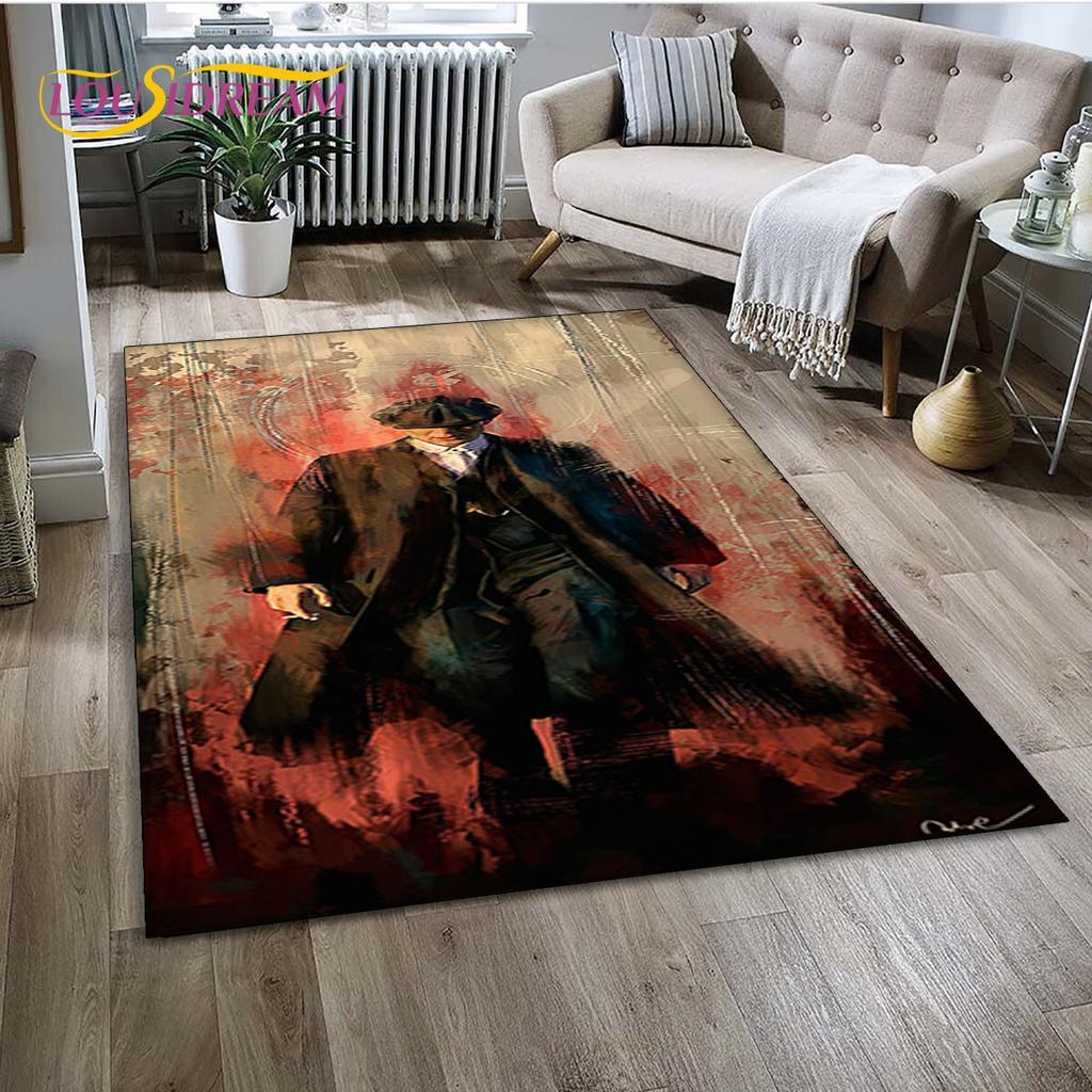 P-Peaky Blinders Tommy Shelby Area Rug,Carpet Rug for Home Living Room Children's Bedroom Sofa Doormat Decor,Non-slip Floor Mat