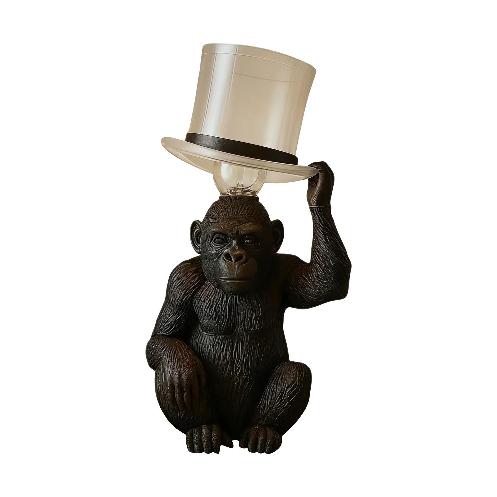 

Monkey Table Lamp with Top Hat Sculpture Animal Desk Light Decorative Lamp for Bedroom Living Room Accent Lighting One Size