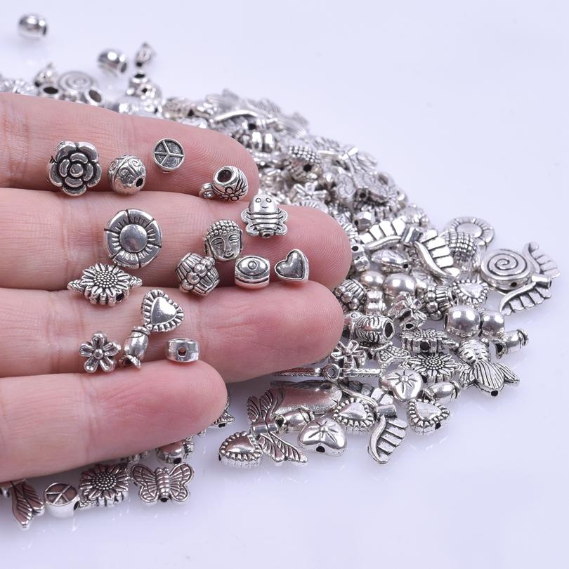 Multistyle Vintage Silver Color Loose Beads For Jewelry Making Supplies Animal Flower Butterfly Charms Bead DIY Bracelets Kralen