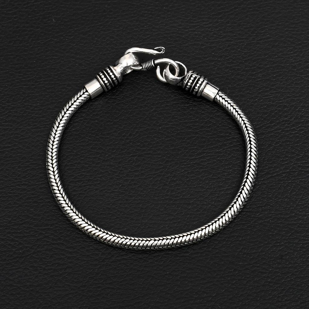 5 MM Vintage Zilveren Slangenhuid Ketting Armband voor Dames & Heren Handgemaakt Tribaal Boho Haak Sluiting Pols Sieraden Cadeau
