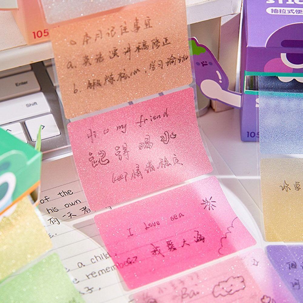 Cartoon Memo Pad Paper Pull Out Design Dopamine Planner Schedule Stickers Self-Adhesive Pearlescent Transparent
