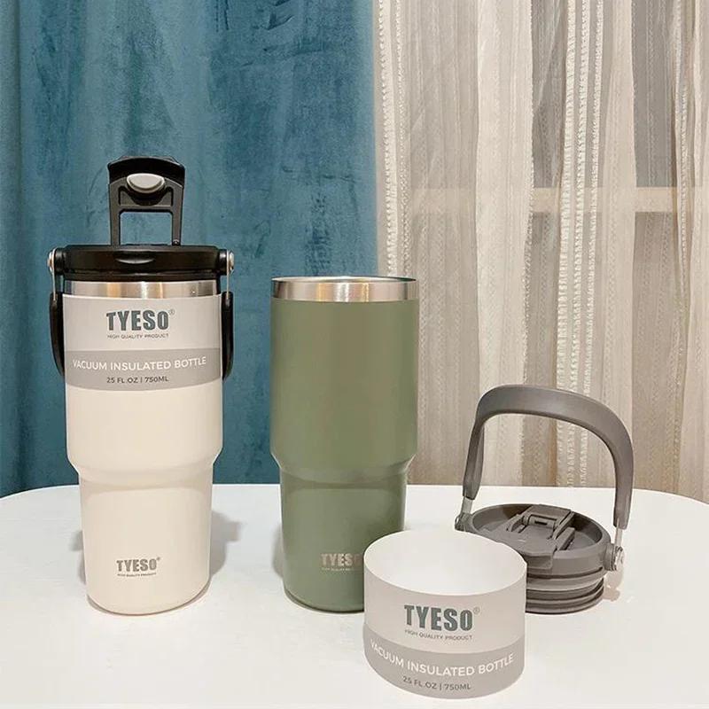 Tyeso Thermosflasche Kaffeetasse Edelstahl Doppelwandige Isolierung Kalt Und Heiß Thermosbecher Reisebecher Vakuum-Wasserflasche