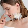 Women Sweet Fairy Style Fabric Big Petal Flower Earrings