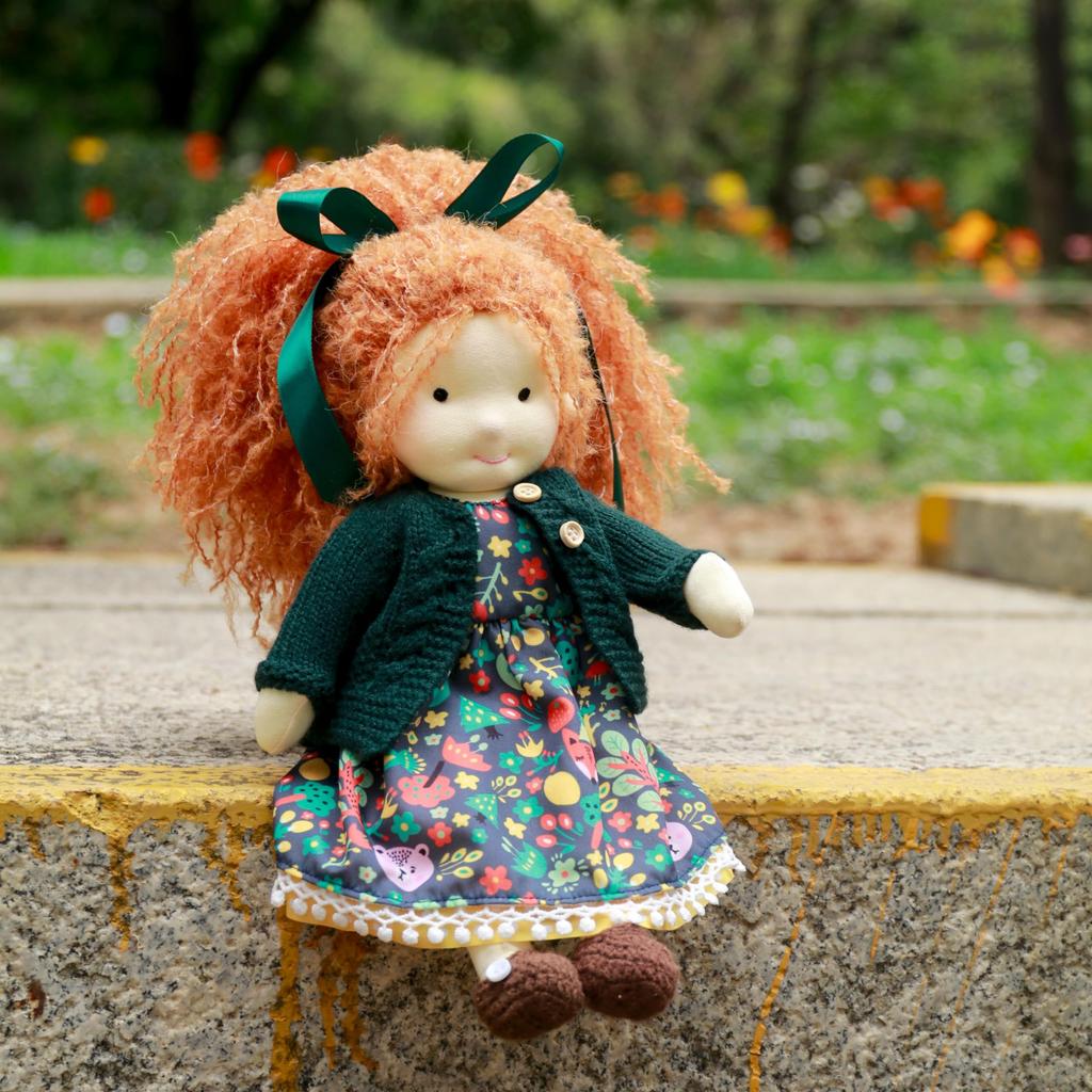 BlissfulPixie Waldorf Doll - Handmade Hanne 12" Soft Girl Plush Toy, Perfect for Kids