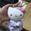 Cute KT Cat Plush Doll Keychain Kimono Themed Bag Pendant Soft Plush Accessories Cat Key Pendant for Girls Birthday Gift Toy