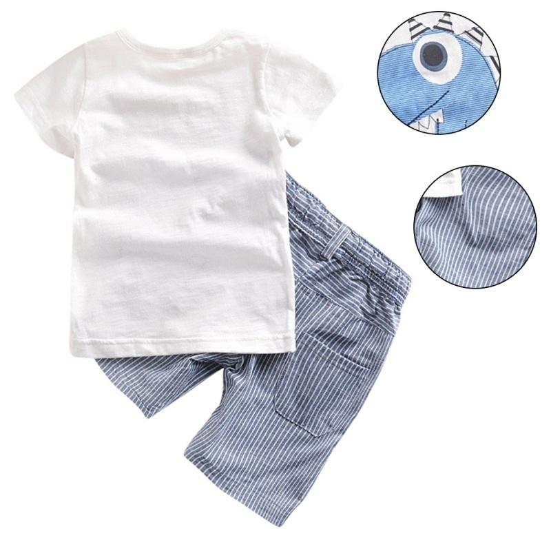 Letnie dzieci wzór dinozaura z nadrukiem z krótkim rękawem bawełniane koszulki Topy Szorty 2 szt. Zestaw