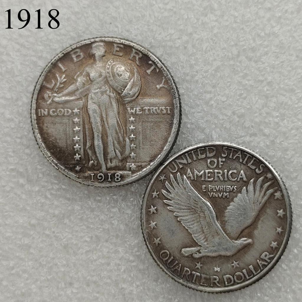 Antique American Liberty 25 Cents Coin, 1916-1930, Optional Brass or Silver Plated
