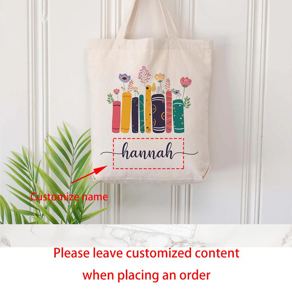 

Custom Library Canvas Tote Bag Preschooler Book Bag Birthday Teacher Appreciation Gift Book Club Events Back To School Gift 1pcs 34x42CM