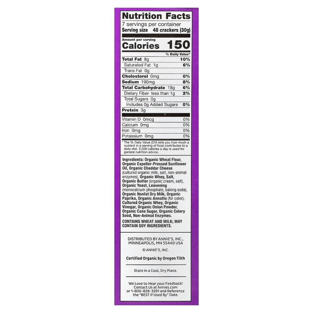 Annies Homegrown Cheddar Bunny Baked Snack Crackers Super Cheese 213g