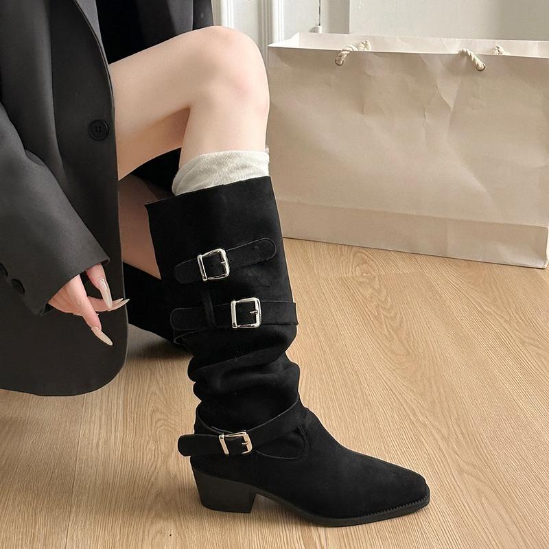 

Fashionable and Versatile Retro Belt Buckle Women Fall/Winter New Two-Wear Fashion Boots Booties 40