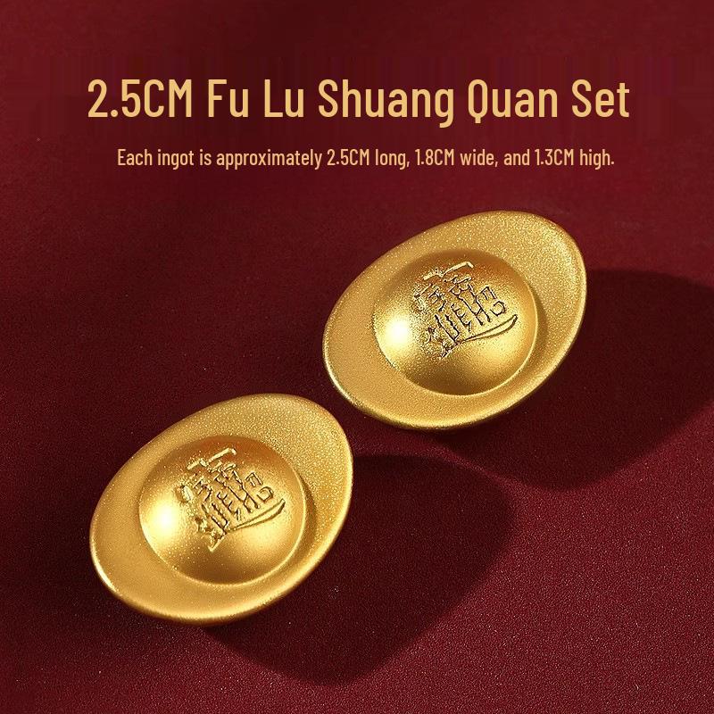 Pure Brass Eight Directions Wealth Gathering Ornament - Living Room Ingot Piggy Bank & Hundred Blessings Jar