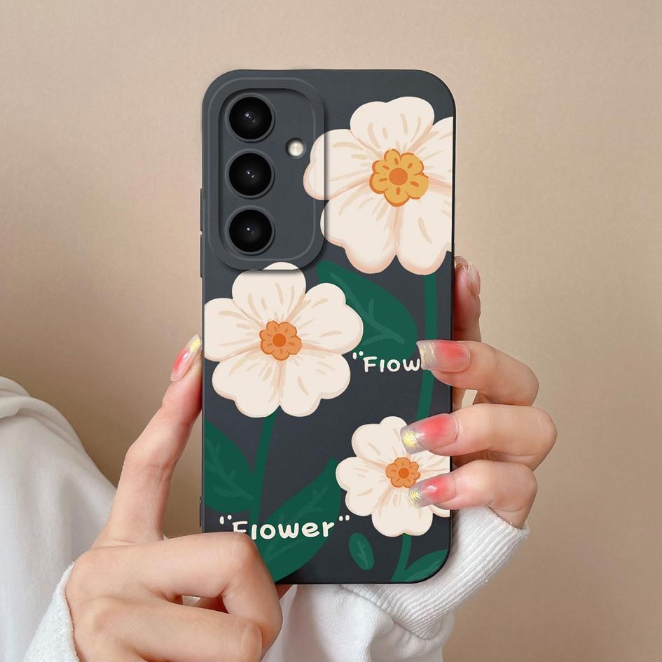 Shell For Samsung A05 A16 A56 A26 A36 F14 A05S S25 Plus Ultra Case Exquisite Avocado Durable Anti Slip Liquid Silicone Pretty Flower Cover For Samsung
