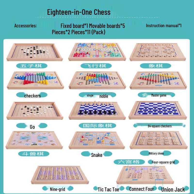 

18-in-1 Wooden Multi-Game Set