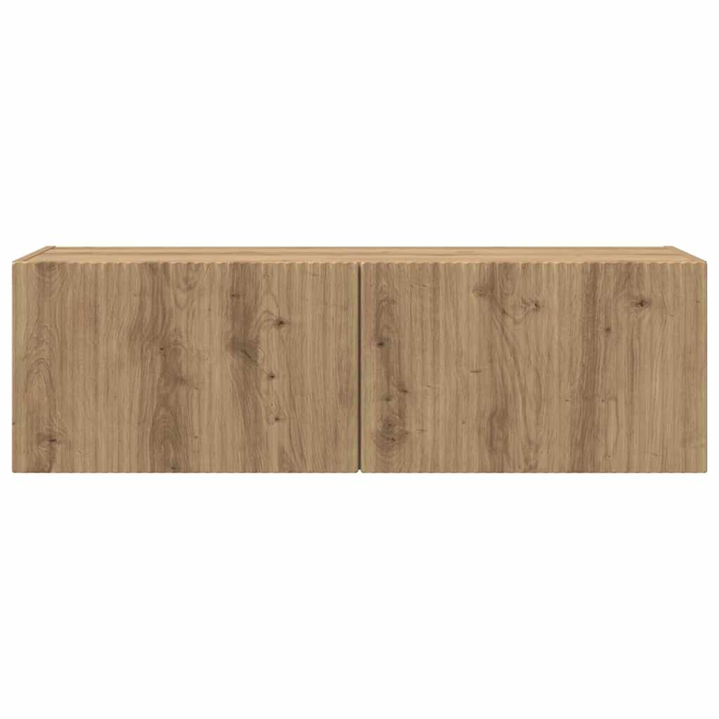TV Wall Cabinet Rustic Oak Finish 98 x 31 x 29.5 cm