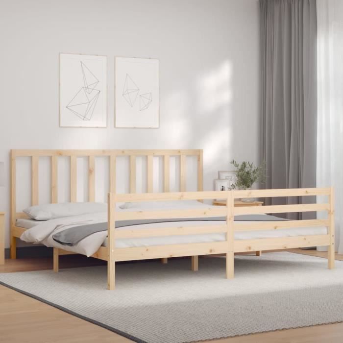 VidaXL Bed Frame with Headboard 200x200 Cm Solid Wood 3193876