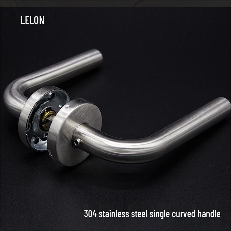 European Standard Stainless Steel Fireproof Door Handle with Round Cover and Split Lock for Bathroom and Passage Doors