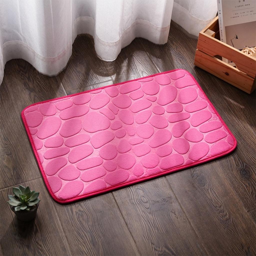 HOMZY Bathroom Bathtub Water Absorption Non-slip Floor Rug Bath Mat Doormat Cobblestone Embossed Washable Carpets