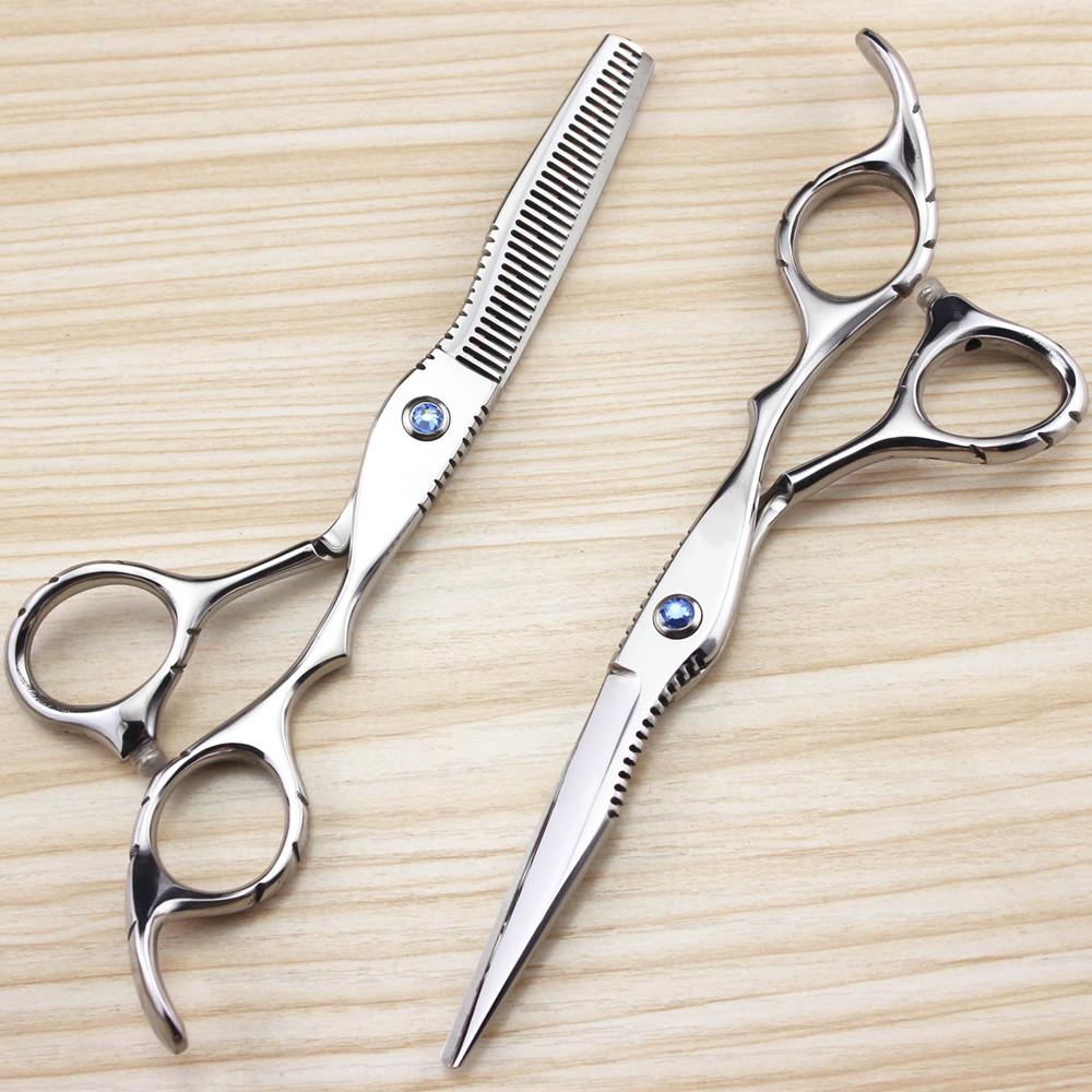 

Професійні ножиці для волосся Jp 440C зі сталі 6 дюймів Blue Gem Ножиці для стрижки волосся Перукарські інструменти Ножиці Ножиці для перукарів