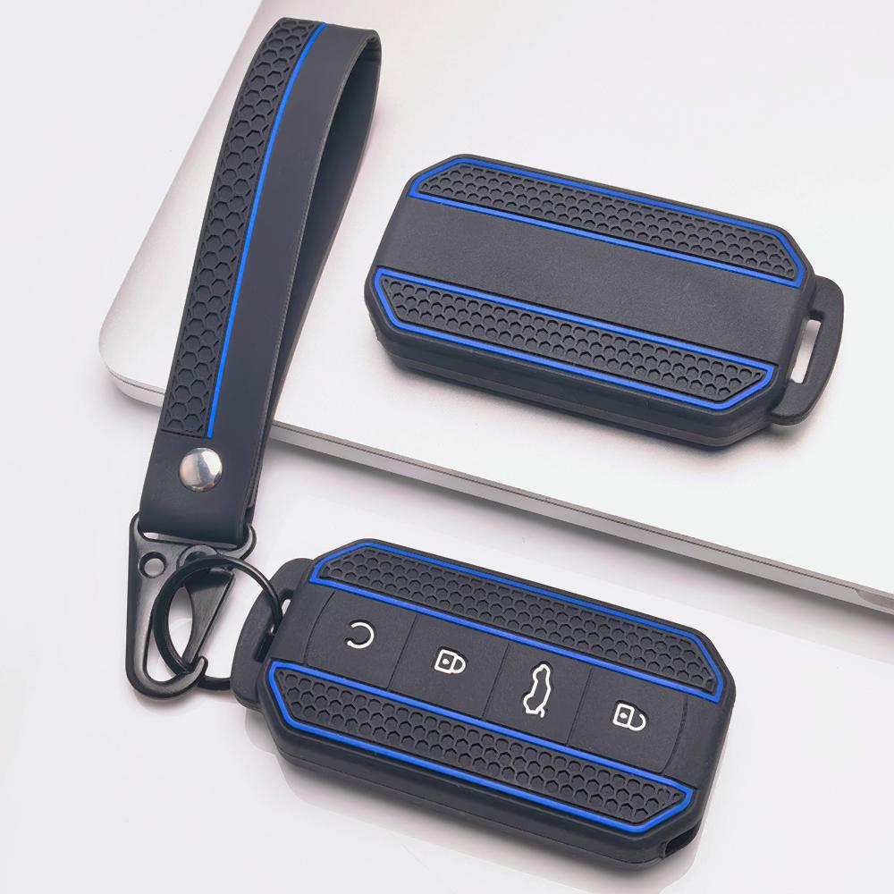 Key Fob Cover for Chery Tiggo with Keychain Anti-Scratch Guard Shockproof Protection Soft Grip Texture Responsive Button Touch Dust Resistant Cover