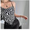 Women's Sexy Hottie Zebra Print Slim Fit Backless Cross-tie Short Tube Top Camisole