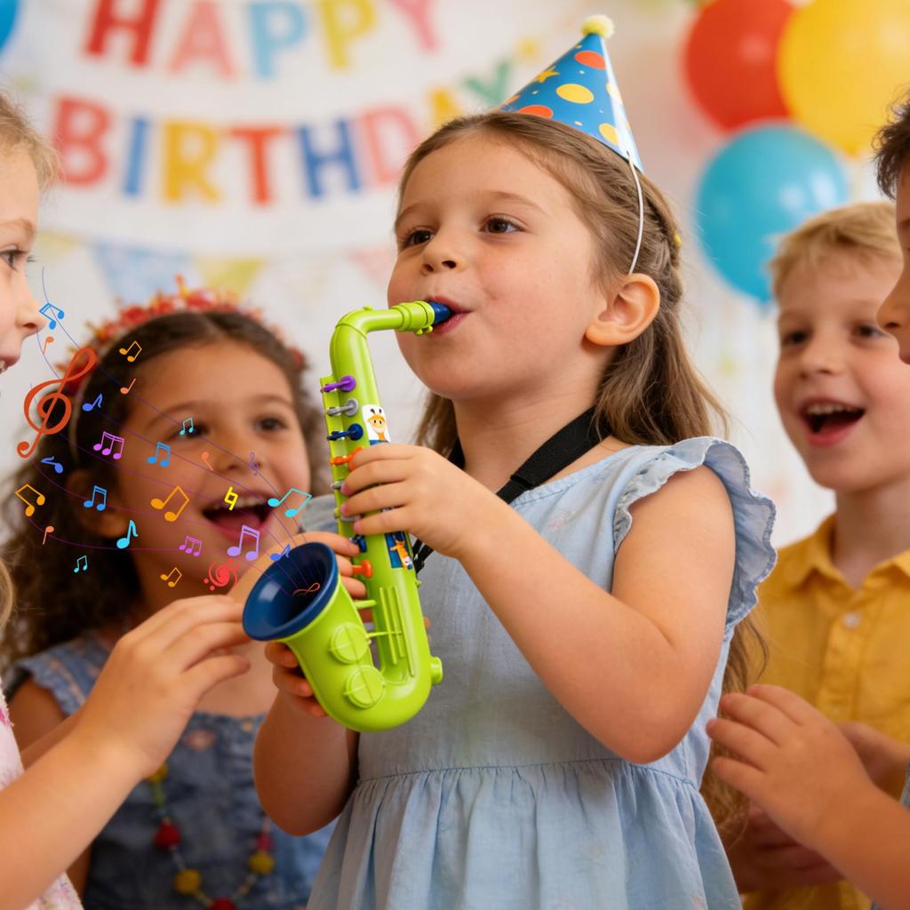 Kids Saxophone Toy 8-Key Educational Musical Instrument Learning Toy for Boys Girls 3+, Home Classroom Preschoolers Students