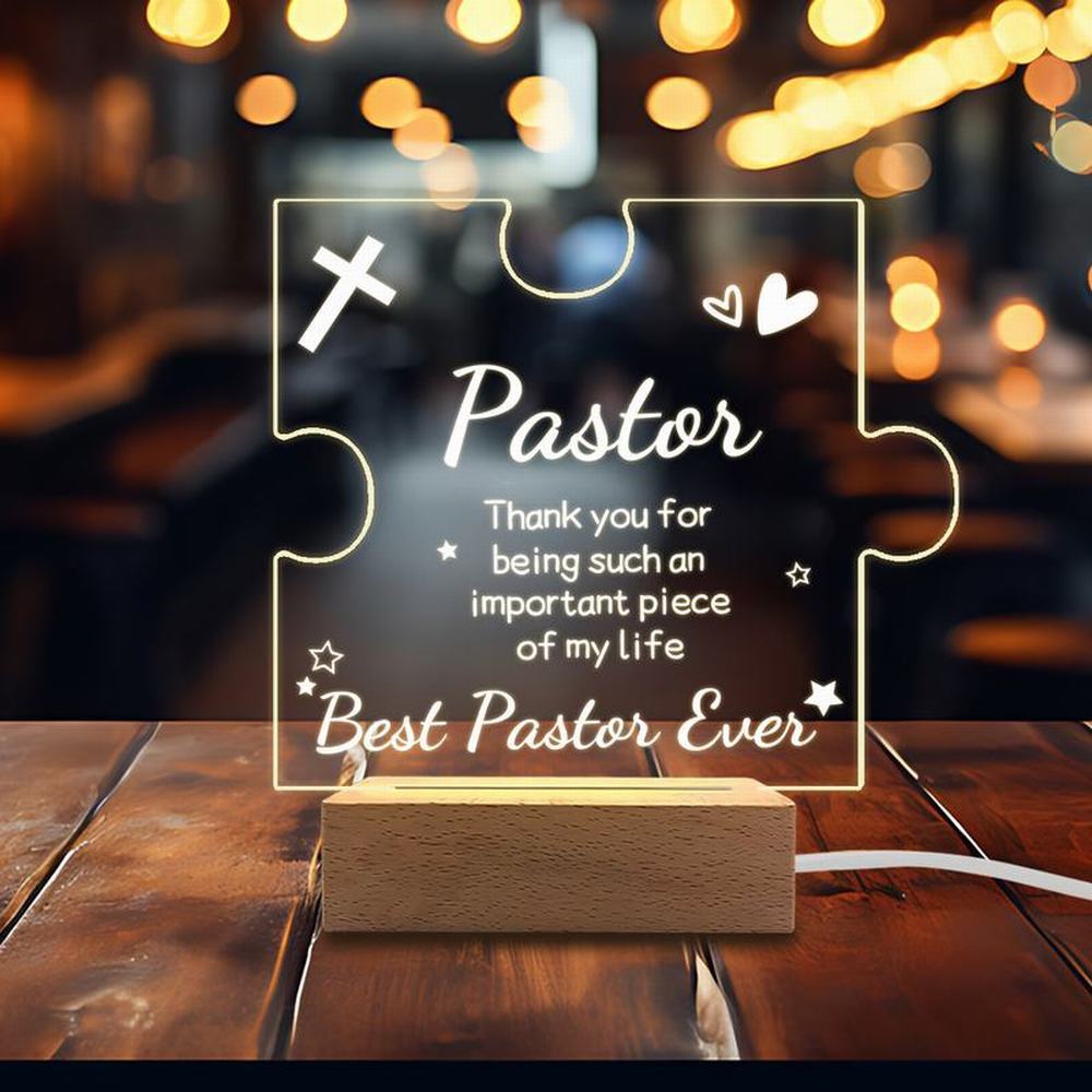 1PC Acrylic Luminous Ornament Photography Accessories, USB Base, Pastor Gift, Puzzle Plaque Figurines