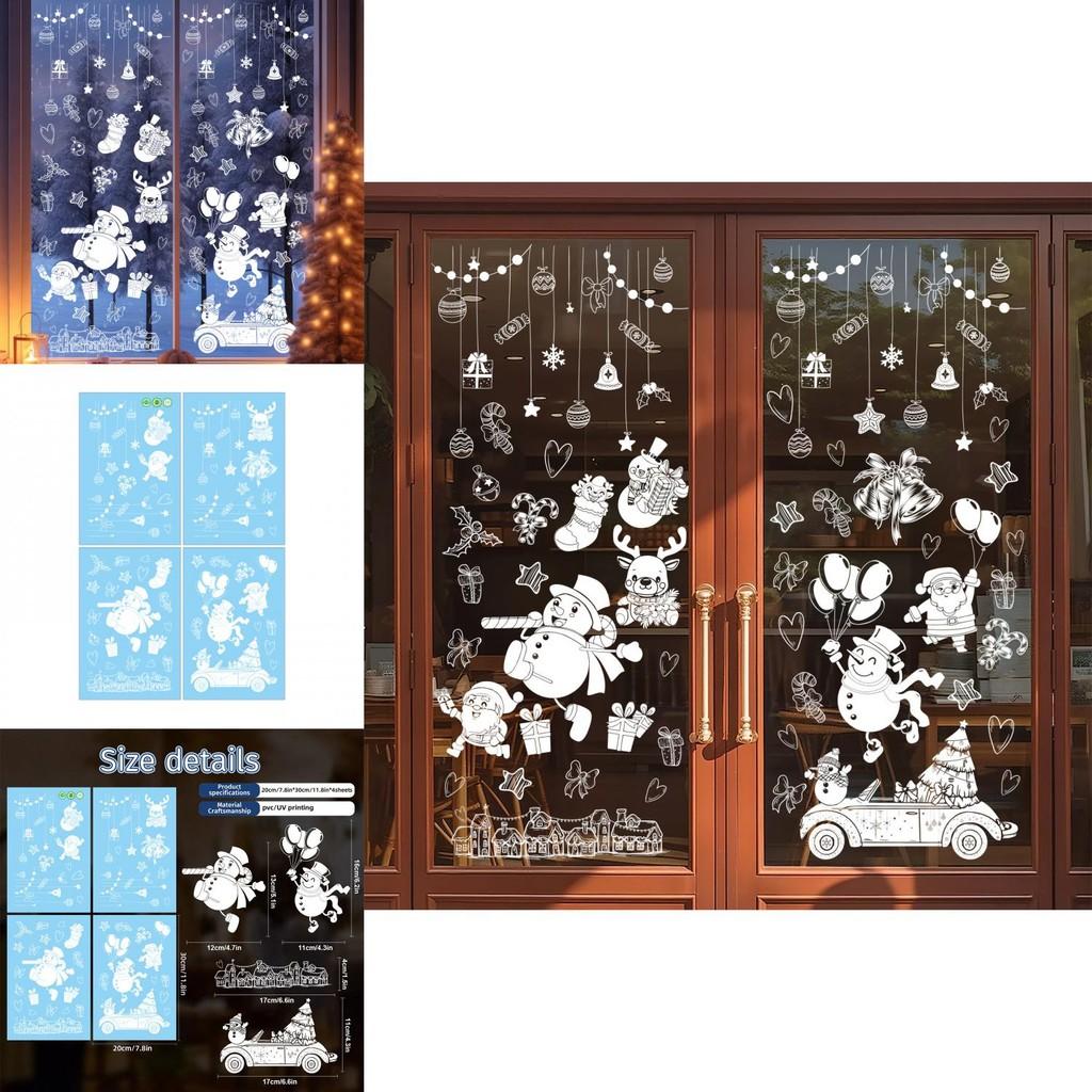 Christmas Static Cling Window Decals With White Christmas Snowman For Holiday Decor