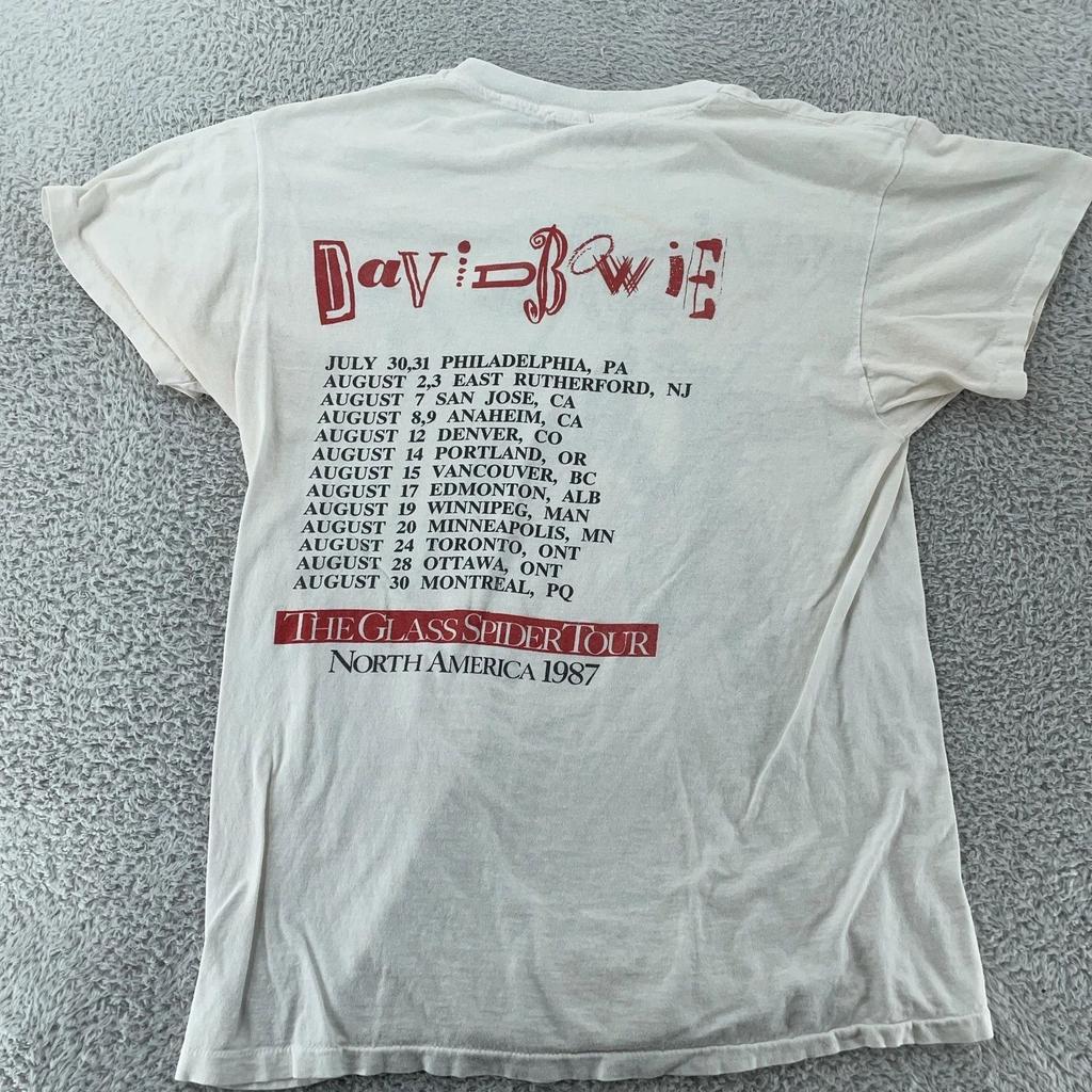 Vintage Rock T Shirts Punk Y2k Streetwear 1987 David Bowie The Glass Spider Tour T Shirt Print Casual Loose Tee Unisex
