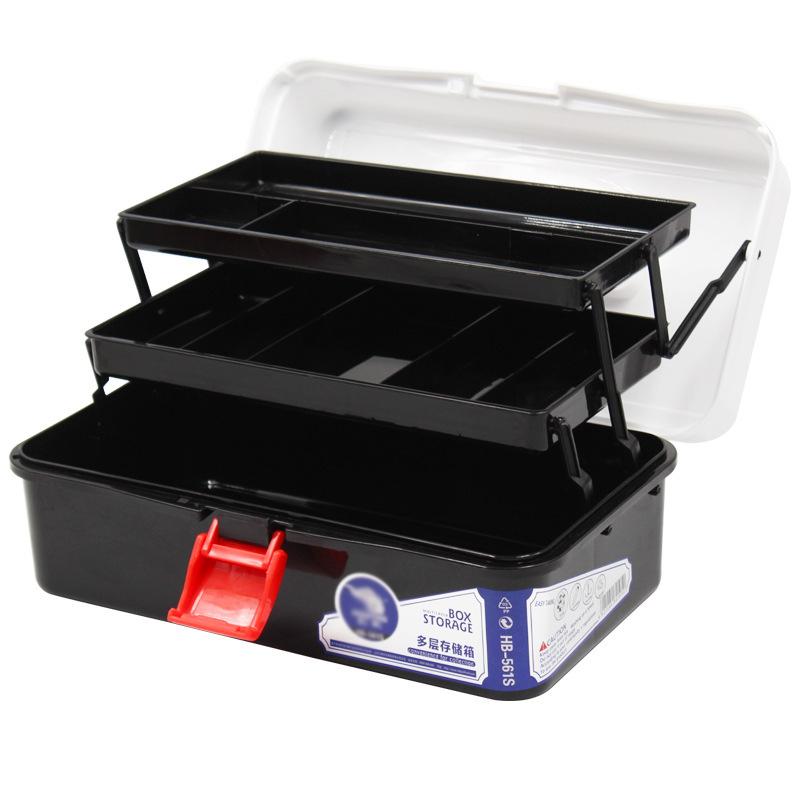 Multi-functional Portable Handled Plastic Art Supply Craft Storage Tool Box Container Case with Two Trays