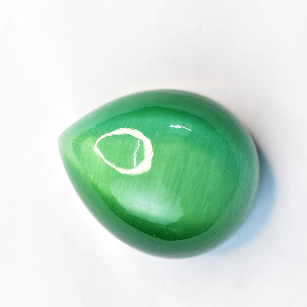 Brazilian Pear Cabochon Cut 81 Ct Natural Cat'S Eye Green Gemstone