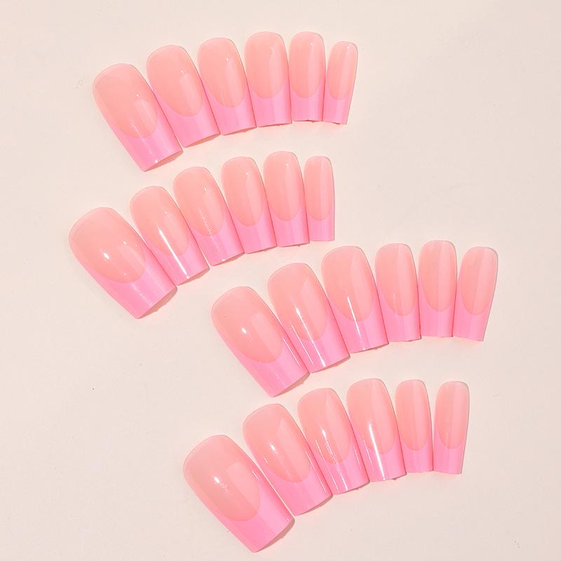 Pink French Edge Removable Nail Tips - Simple Style for Nail Art