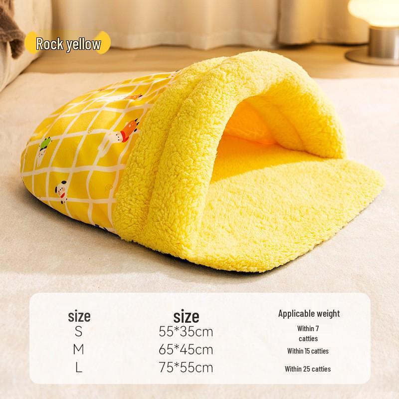 Ζεστό Κρεβάτι για Γάτες & Σκύλους: Χοντρός χαριτωμένος υπνόσακος για φθινόπωρο/χειμώνα, ζεστός, κλειστό στρώμα για κατοικίδιο.