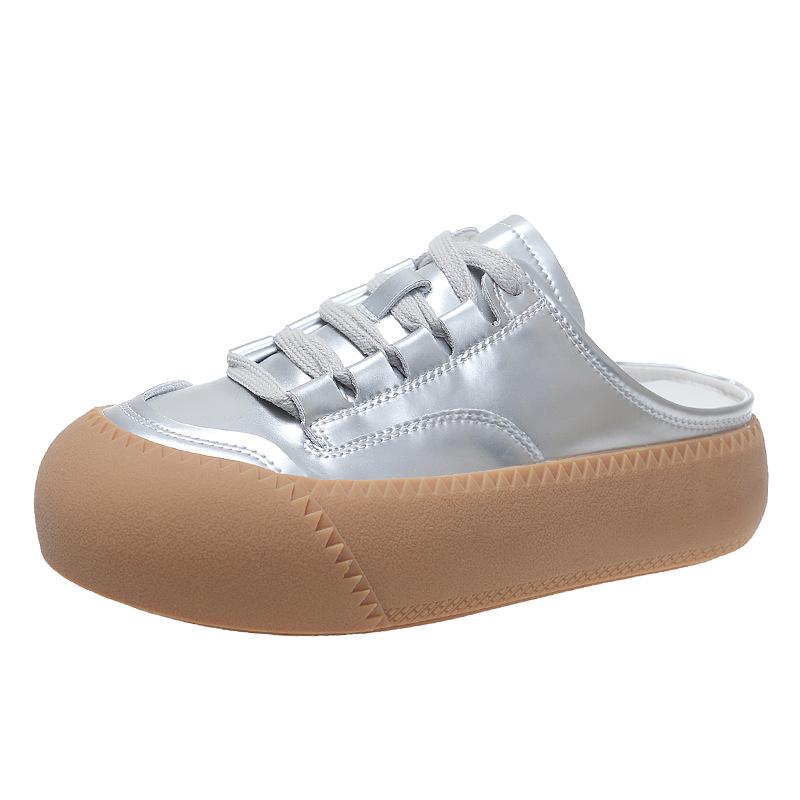 

Baotou half slippers women s summer outer wear 2025 new one-pedal lazy shoes without heel retro muffin thick baseplate shoes 35