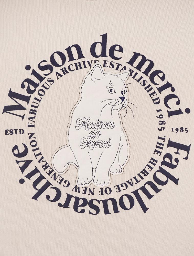 LA MAISON STUDIO Women'S Crop Maison Catpatch Heavy Terry Sweatshirt Cream (Fcd3Ts710W)