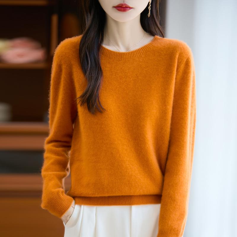 Women's Cashmere Sweater Qinghe Cashmere 30% Cashmere 70% Wool Autumn and Winter Pullover Warm and Fashionable