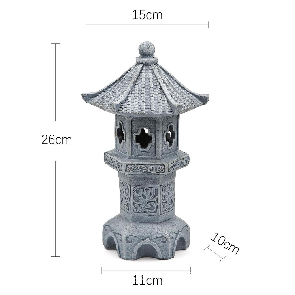Zen Solar Stone Pagoda Lantern - Outdoor Resin Ornament for Garden and Courtyard Decor