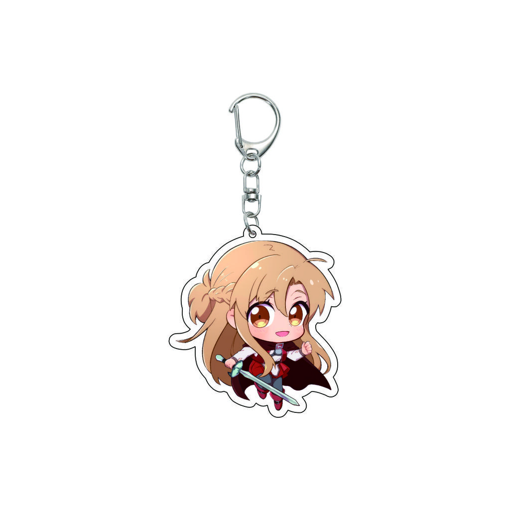 55MM Anime Sword Art Online Keychain Alice Synthesis Kirigaya Kazuto Yuuki Asuna Key Chain Acrylic Model Plate Christmas Gifts