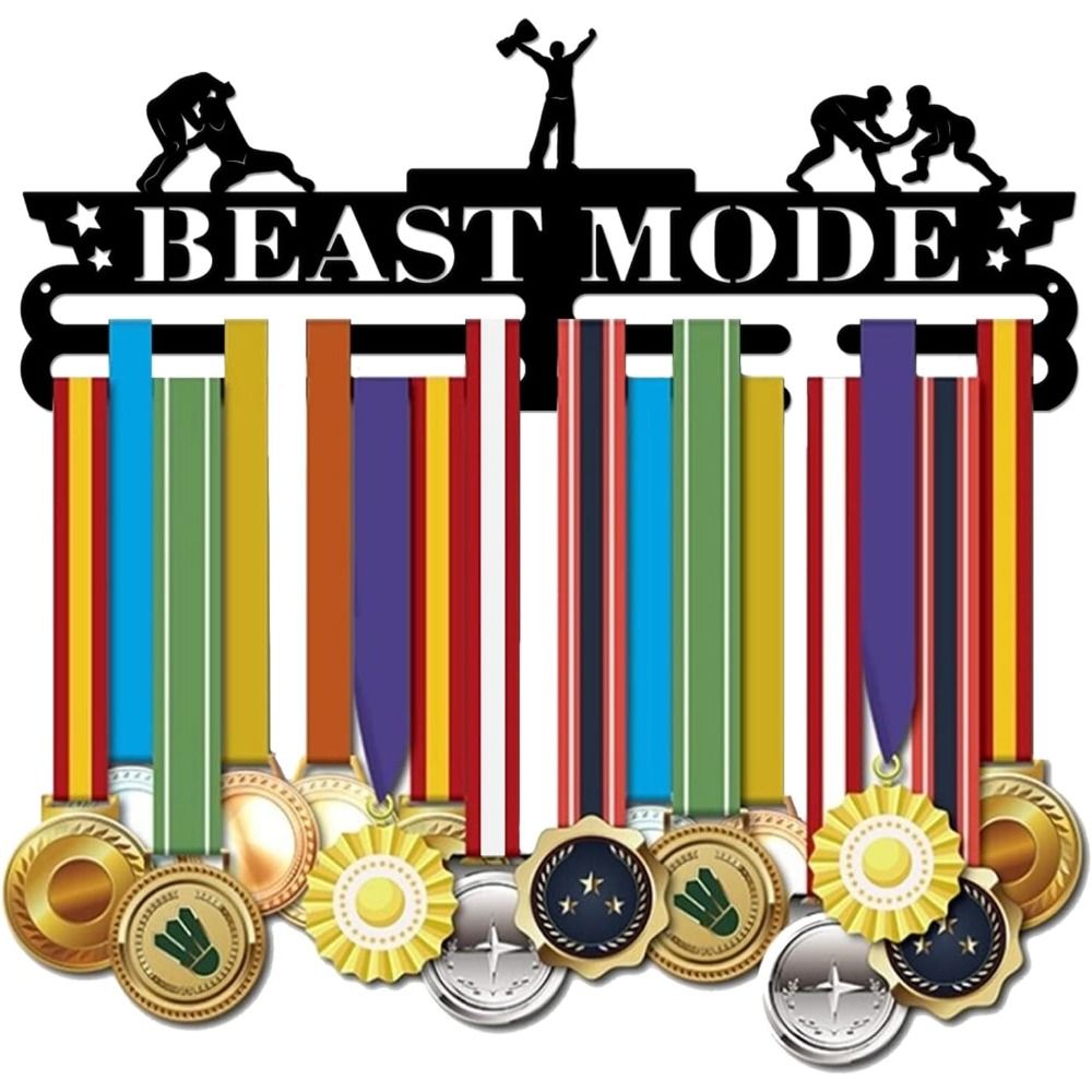 Metal Medal Holder Wall Rack Award Display Black Iron