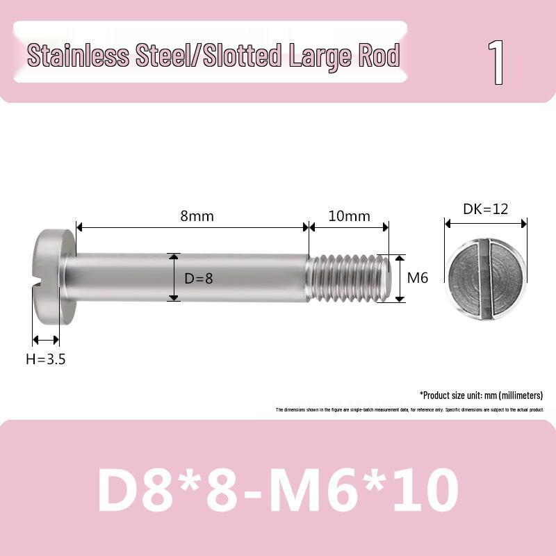 M6 D6D8 Stainless Steel Slotted Plug Screw, Half-Thread, Smooth Shank, Shoulder Limit Bolt